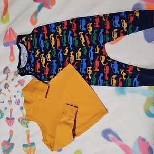 Hanna Andersson Baby Boy Long Sleeve Shirt & Car Print Overall Set, Size 18-24M